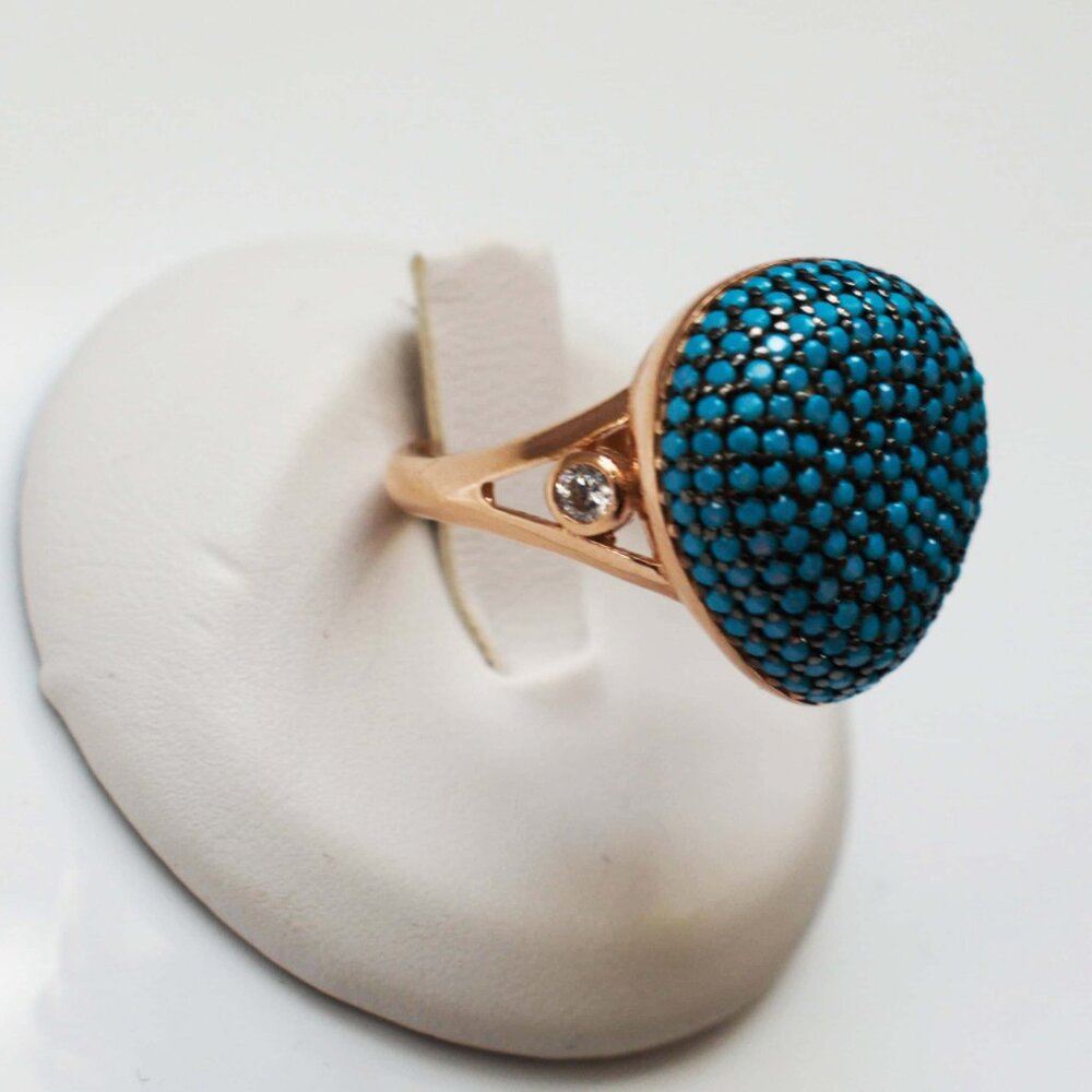 Sterling Silver Turquoise Crystal Ring - Picture 12 of 12